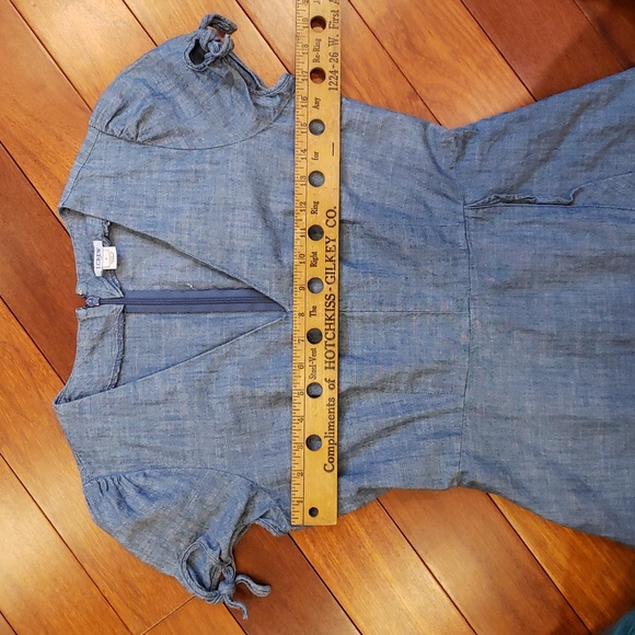 J. Crew Cotton dress, ruffle detail at hem, ties at cap sleeves. Women's 4 - Picture 6 of 11